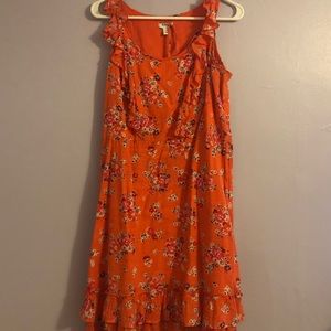 Ruffle Scoop Neck Ditsy Floral Print Mini Dress